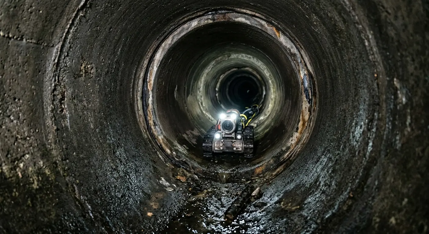 Robotic sewer camera inspecting pipe interior for Sewer Line Repair in Lake Park